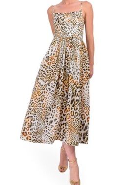 Cara Cara Carmen Smocked Leopard-Print Midi Dress #C00